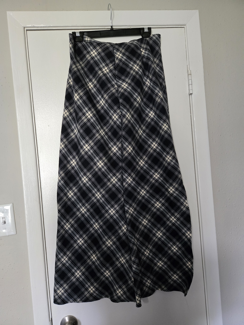 SHEIN Black and White Plaid Maxi Skirt